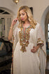 Off white partywear kaftan with multi handwork