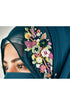 teal threadwork partywear| wedding| bridal handwork hijab with naqab