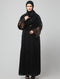 sleeve and hijab rose embroidered front open nida abaya