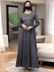 Grey multi layered abaya dress with belt & elasticated sleeves
