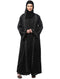 both front shoulder to bottom , sleeves and hijab hand embroidered with inner cardigan style abaya with hijab