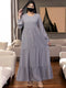 Grey multi layered- maxi dress with elasticated sleeves