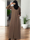 Khaki front open abaya with cuff & placket