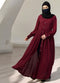 Maroon front open- designer abaya with pleats