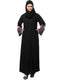 embrodery and conytrast 2 side pocket sleeves front open abaya