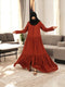 Red front open gown in abaya fit