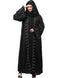 both front shoulder to bottom , sleeves and hijab stone hand embroidered with inner cardigan style abaya with hijab