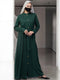 Green front open abaya in rayon with pockets