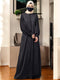Black front open nida abaya with cuff & placket