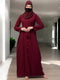 Maroon front open abaya with matching belt