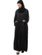 sleeves ,black and bottom hand embroidered front open abaya with hijab