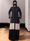 Multicolor color-blaocked open abaya