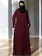 Maroon front open abaya with kimono sleeves
