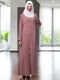 Pink front open abaya with contrast buttons