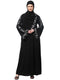 sleeve and hijab leaf embroidered front open abaya