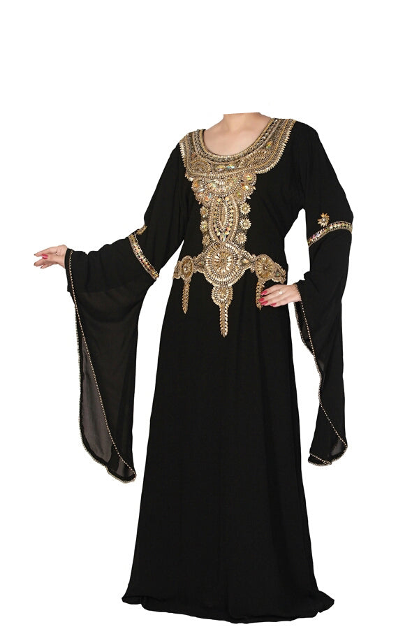 Black georgette zari stone work islamic style farasha