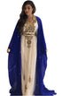 Sale !! Women's Royal blue Muslim Golden Beaded Abaya inner Jacket Jalabia Dubai Kaftan Dresses