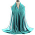 Turquoise embroidered georgette islamic-kaftans With Sun-proof hijab.