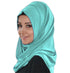 Turquoise embroidered georgette islamic-kaftans With Sun-proof hijab.