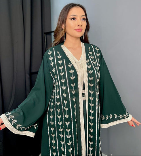 Green Kaftan Georgette Embroidered Stone work Stitched Dress Party Wear Wedding Dresses