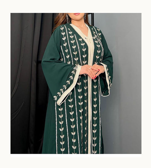Green Kaftan Georgette Embroidered Stone work Stitched Dress Party Wear Wedding Dresses