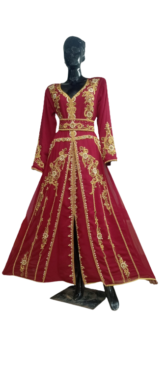 MAROON GEORGETTE KAFTAN WITH ZARI WORK