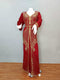 Maroon luxurious Moroccan Kaftan With Sun-proof hijab.