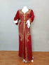 Maroon luxurious Moroccan Kaftan With Sun-proof hijab.