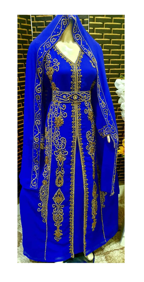 Blue Georgette Zari Work Kaftan