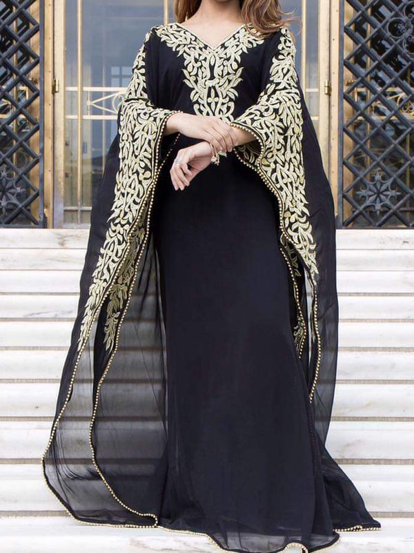 Black Georgette Aari Work Party Wear Kaftan