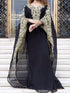 Black Georgette Aari Work Party Wear Kaftan