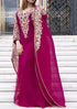 Grand Magenta Kaftan Gown with Handcrafted Gold Aari Work | Luxury Event Wear