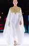 Elegant White Georgette Kaftan Dress with Gold Zari Work | Luxury Party Wear