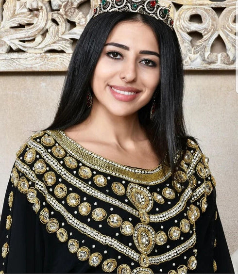 Black Georgette Embroidered Zari Work Kaftan