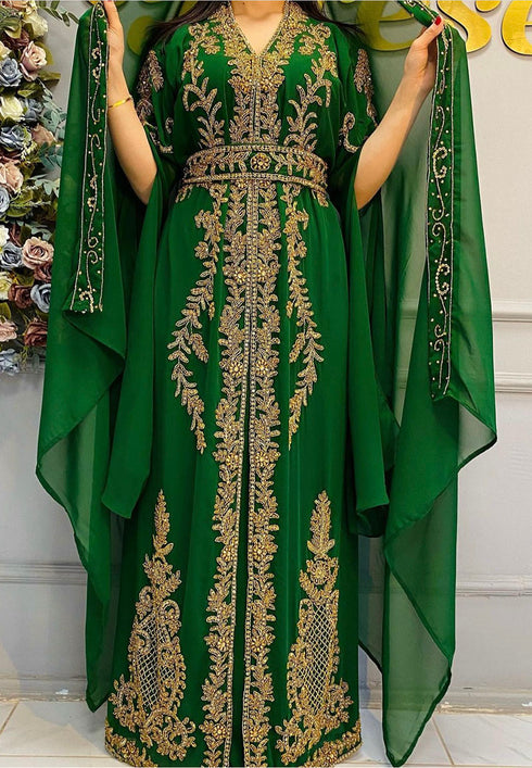 Sale!! Royal Fashion Dubai Beaded Kaftan Arabian Plus Size Party Fancy African Clothing Crystal Fancy Work Dresses