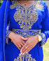 Luxurious Royal Blue Kaftan Gown with Gold Zari Work | Wedding & Formal Event Dress