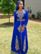 Luxurious Royal Blue Kaftan Gown with Gold Zari Work | Wedding & Formal Event Dress