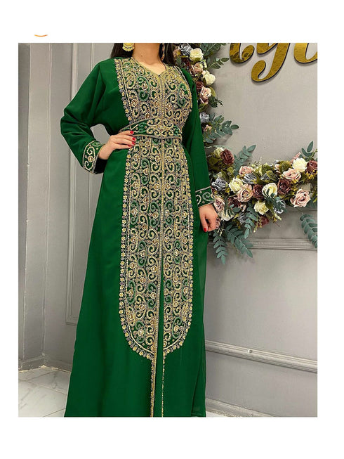 Royal Fashion Wedding Dubai Beaded Kaftan Abaya Party African Clothing Crystal Fancy Work New Year Dresses
