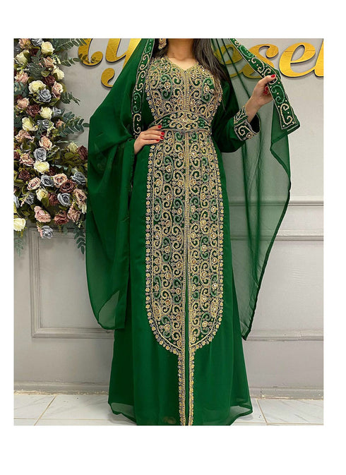 Royal Fashion Wedding Dubai Beaded Kaftan Abaya Party African Clothing Crystal Fancy Work New Year Dresses