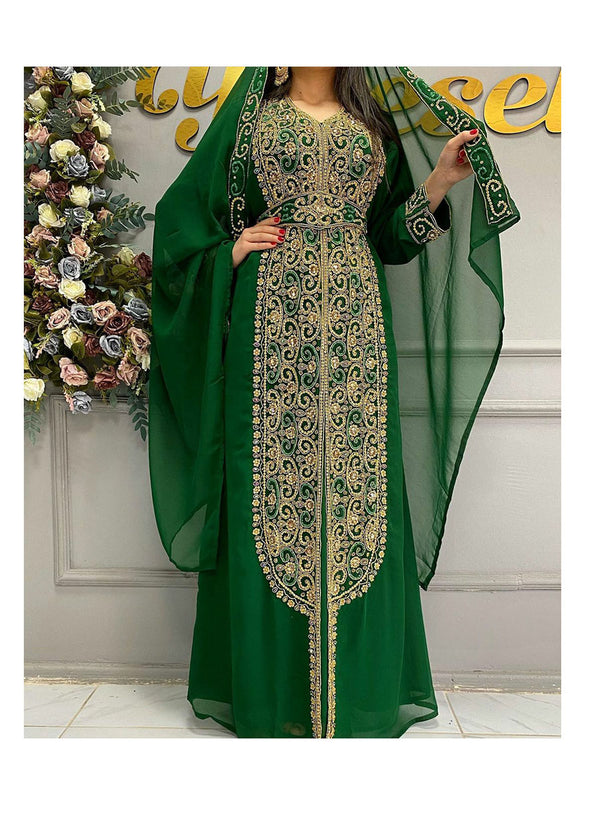 Royal Fashion Wedding Dubai Beaded Kaftan Abaya Party African Clothing Crystal Fancy Work New Year Dresses