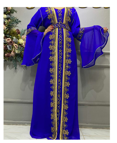 New Royal Wedding Dubai Beaded Kaftan Abaya Party Fancy African Clothing Crystal Fancy Work