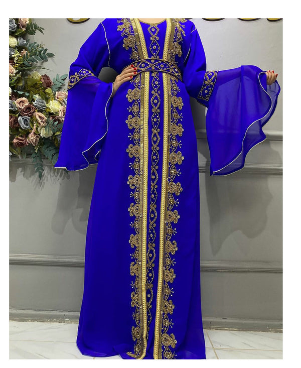 New Royal Wedding Dubai Beaded Kaftan Abaya Party Fancy African Clothing Crystal Fancy Work