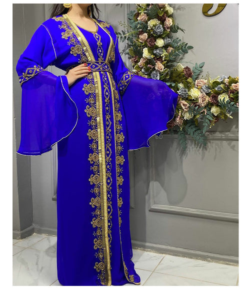 New Royal Wedding Dubai Beaded Kaftan Abaya Party Fancy African Clothing Crystal Fancy Work