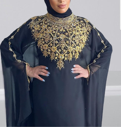 Sale!! Black Moroccan Dubai Kaftan Abaya Evening Royal Islamic Abaya Caftan Stone Work Dresses