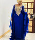Blue Georgette Zari Embroidered Boat Neck Wedding Kaftan