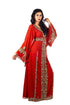 Red Copper beads luxurious Moroccan Kaftan With Sun-proof hijab.