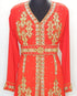 Red luxurious Moroccan Kaftan With Sun-proof hijab.