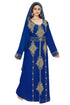 Royal Blue luxurious Full Sleeves Handmade Moroccan Kaftan Style Embroidered zari work hijab