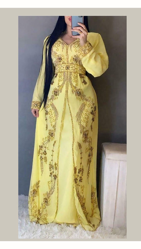 Yellow Haldi Kaftan for Women