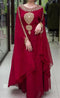 Maroon Georgette Golden Beads Embriodered Kaftan